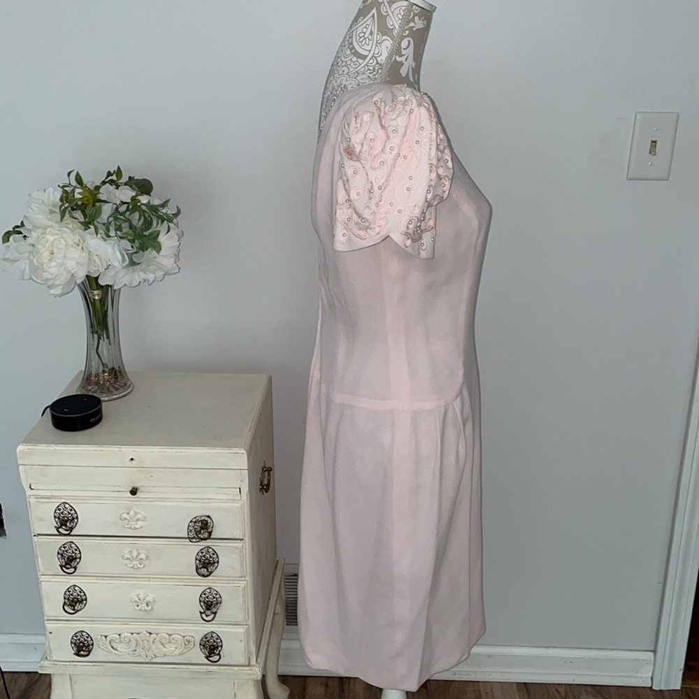 Vintage Morton Myles puff sleeve blush pink dress - Picture 4 of 13
